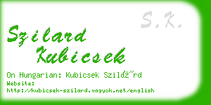 szilard kubicsek business card